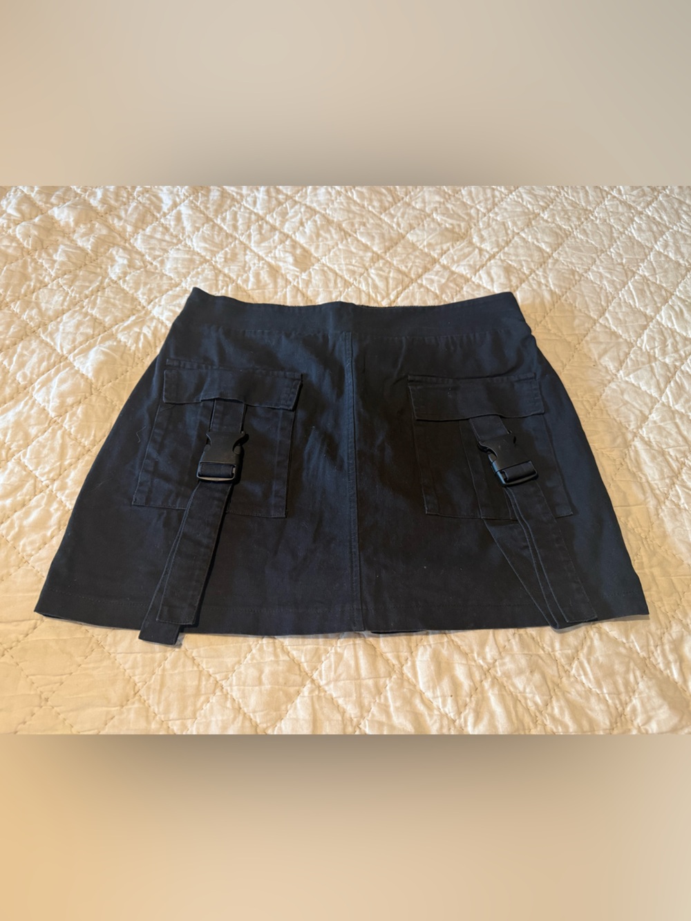 Nasty Gal Black Utility Mini Skirt with Buckle Pockets